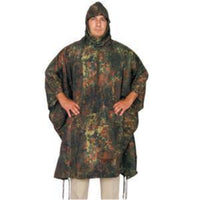 Ripstop Poncho With Hood And Matching Stuff Bag Several Patterns