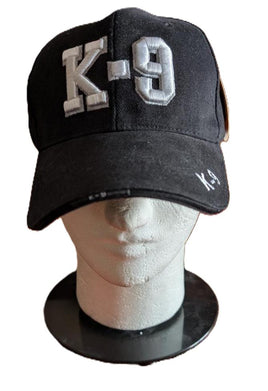 K-9 Embroidered Black Ball Cap Curved Visor