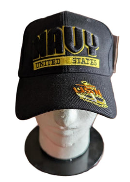 Hat Navy Embroidered Black Baseball Ball Cap Curved Visor