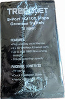 TRENDnet Fast Ethernet Switch 5-Port 10/100 Mbps GREENnet New In Box TE100-S5