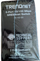 TRENDnet Fast Ethernet Switch 5-Port 10/100 Mbps GREENnet New In Box TE100-S5