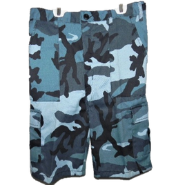 Boy's Cargo Shorts Military BDU Style Blue Camouflage 18XL