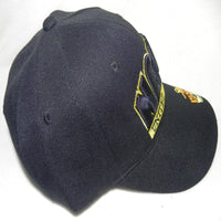 Hat Navy Embroidered Black Baseball Ball Cap Curved Visor