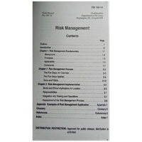 Military Book Risk Management Army Manual FM 100-14