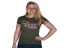 Women's T-Shirt Army Graphic Rose and Helmet Large